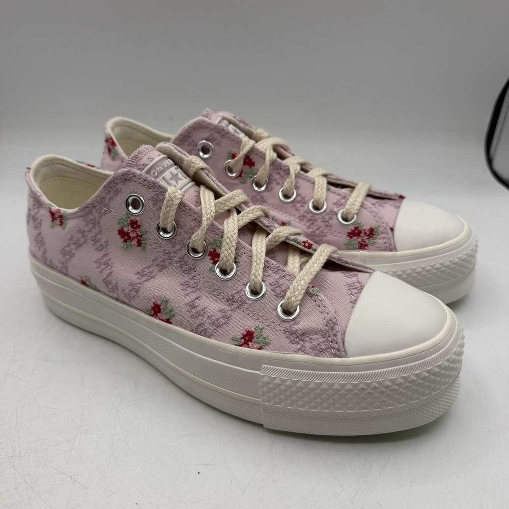 Converse Chuck Taylor All Star Lift Platform Shoes Womens Sz 8 Pink Cross Stitch